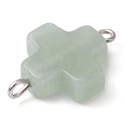 Natural Mixed Gemstone Cross Connector Charms PALLOY-JF02827-1