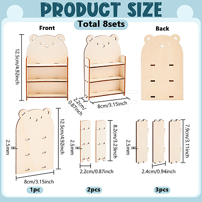 8 Sets 3-Tier Wooden Display Riser Stands for Jewelry Cosmetic Glasses ODIS-FG0002-20-1
