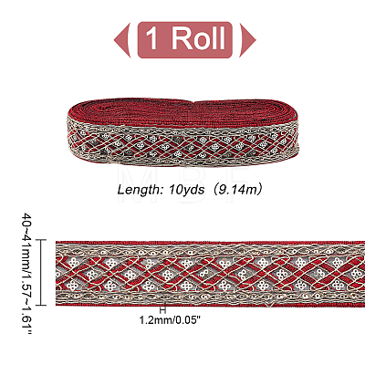 Rhombus Pattern Polyester Ribbon with Paillette OCOR-WH0047-49C-1