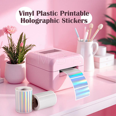 3 Rolls 3 Styles Vinyl Plastic Printable Holographic Stickers OFST-TA0001-10F-1