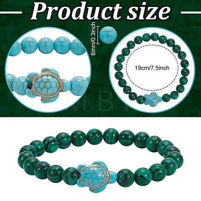 ANATTASOUL 8Pcs 8 Colors Resin Tortoise Beaded Stretch Bracelets Set BJEW-AN0001-16-1