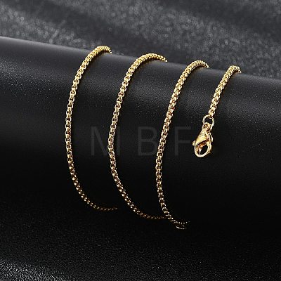 2mm Rack Plating Brass Box Chain Necklaces for Women Men MAK-L044-60G-1