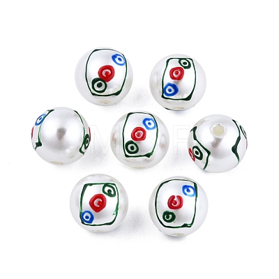 Mahjong Theme ABS Plastic Imitation Pearl Enamel Beads KY-G020-04D-1
