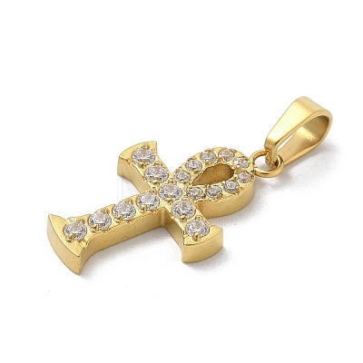 Ion Plating(IP) 304 Stainless Steel Micro Pave Cubic Zirconia Pendants STAS-Z107-08G-03-1