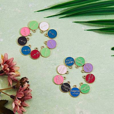 90Pcs 9 Colors Alloy Enamel Pendants ENAM-SZ0001-54F-1