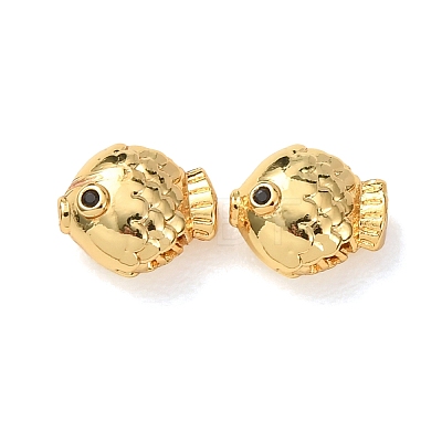 Brass Micro Pave Cubic Zirconia Beads KK-D259-12G-1