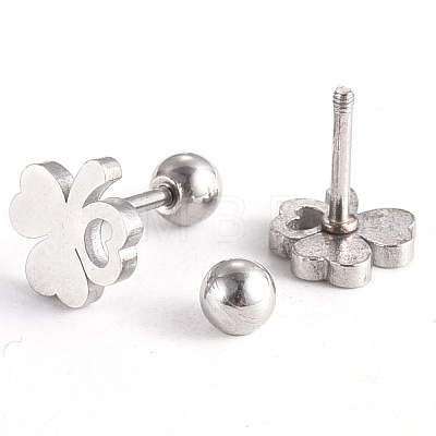 201 Stainless Steel Barbell Cartilage Earrings EJEW-R147-19-1