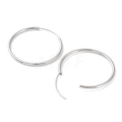 Rhodium Plated 925 Sterling Silver Huggie Hoop Earrings EJEW-K258-02E-P-1