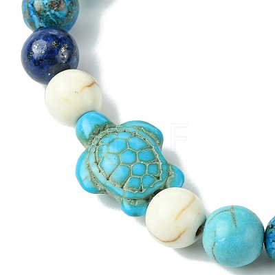 Summer Beach Turtle/Starfish Dyed Synthetic Turquoise Bracelets BJEW-JB10896-1