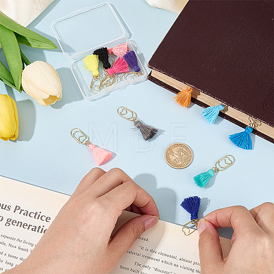 Polycotton(Polyester Cotton) Tassel Bookmark AJEW-BM00005-1