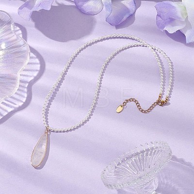 Shell Pearl Beaded Necklaces for Women NJEW-JN04980-1