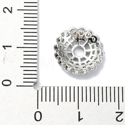 Rack Plating Brass Micro Pave Clear Cubic Zirconia Bead Cap KK-U014-11A-P-1