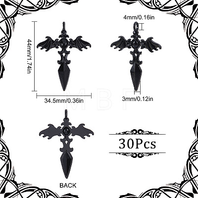 30Pcs Gothic Style Alloy Pendents FIND-SC0004-02-1