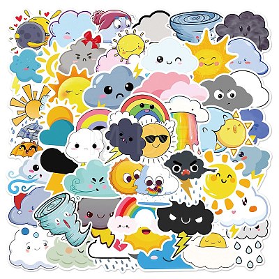 50Pcs Weather Theme PVC Self-Adhesive Cartoon Stickers STIC-PW0018-03-1