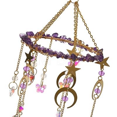 Natural Amethyst Chips Hanging Suncatcher GG-CBAB970-01A-1