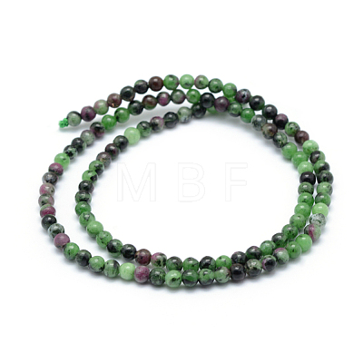 Natural Ruby in Zoisite Round Beads Strands G-P331-02-4mm-1