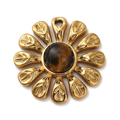 Natural Tiger Eye Flower Pendants STAS-R009-05G-05-1