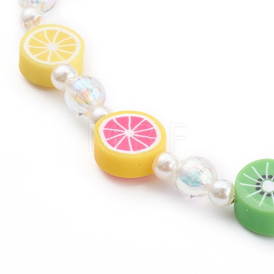 Polymer Clay Fruit Beaded Mobile Straps X-HJEW-JM00413-01-1