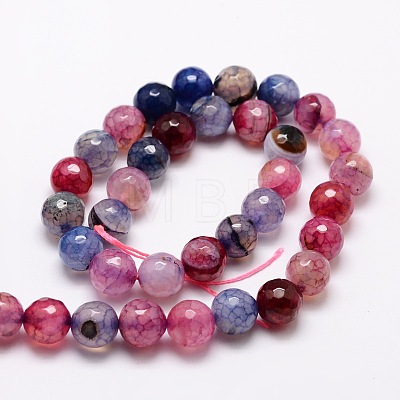 Dyed Natural Agate Faceted Round Beads Strands G-E320E-8mm-02-1