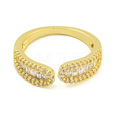 Brass Micro Pave Clear Cubic Zirconia Cuff Finger Rings for Women RJEW-B069-09G-1