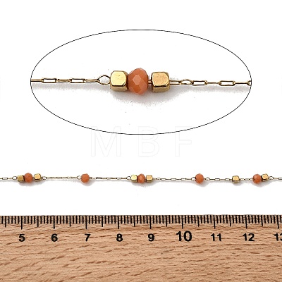 Handmade 304 Stainless Steel Glass Round Link Chains CHS-L032-09G-02-1