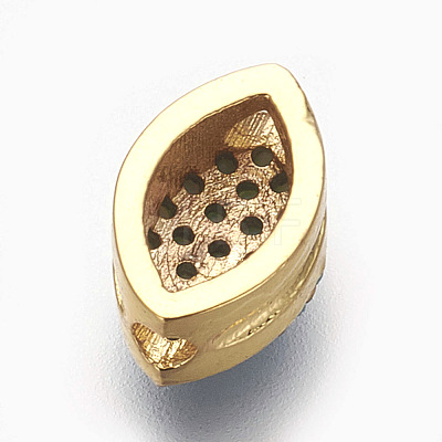 Brass Micro Pave Cubic Zirconia Beads ZIRC-E152-12G-RS-1