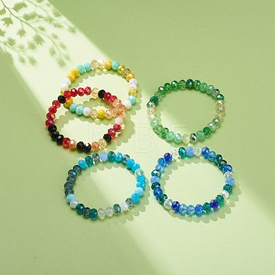Glass Rondelle Beaded Stretch Bracelet for Women BJEW-JB08709-1