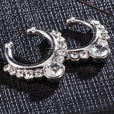 Personality Brass Cubic Zirconia Clip-on Nose Septum Rings AJEW-EE0002-001P-01-1