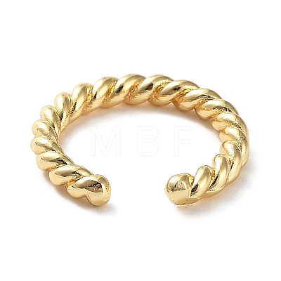 Rack Plating Brass Twist Rope Shape Open Cuff Rings for Women RJEW-Q777-01G-1