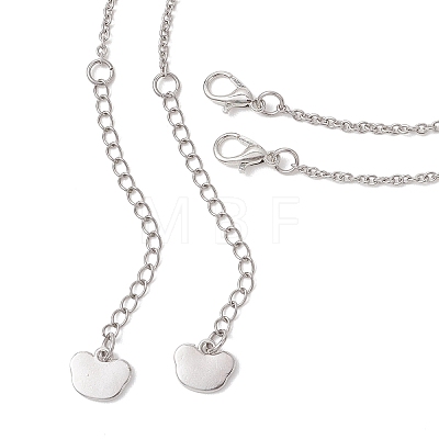 Alloy Bear and White Round Pendant 304 Stainless Steel Cable Chain Double Layer Necklaces for Women NJEW-JN05758-02-1