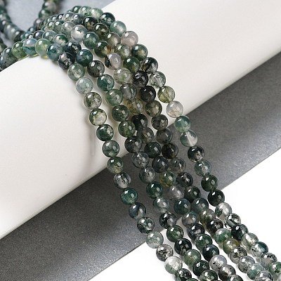 Natural Moss Agate Bead Strands G-J358-01-4mm-1