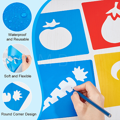 CRASPIRE 4 Sets 4 Style Farm Theme PP Plastic Hollow Out Drawing Painting Stencils Templates DIY-CP0010-52C-1