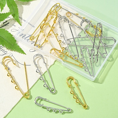 16Pcs 8 Style Stainless Steel Safety Pins Brooch Findings STAS-YW0001-37-1