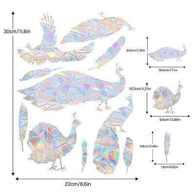 Peacock Rainbow Prism Electrostatic Window Stickers PW-WG83D84-01-1