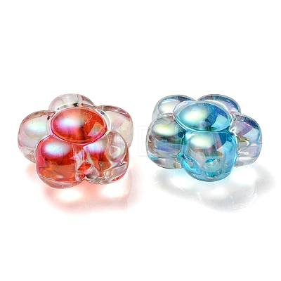 UV Plating Rainbow Iridescent Transparent Acrylic Beads OACR-C007-11-1