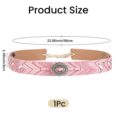 1Pc PU Leather with Alloy Oval Tie Knot Belts for Women AJEW-CL0005-37-1