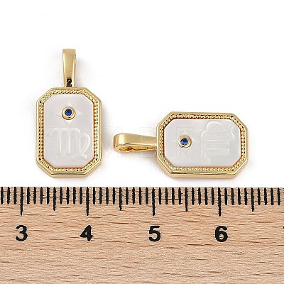 Rack Plating Brass Micro Pave Cubic Zirconia Pendants KK-U032-90G-03-1