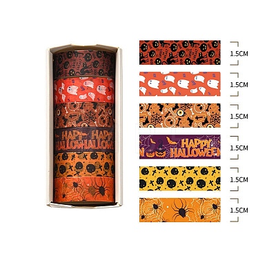 6 Rolls Halloween Theme Paper Decorative Paper Tapes Set STIC-H002-10D-1