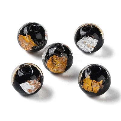 Handmade Gold & Silver Foil Lampwork Beads GLAA-G107-07B-09-1