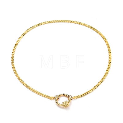 Ring Shape Brass Screw Carabiner Lock Pendant Necklaces NJEW-JN03156-1