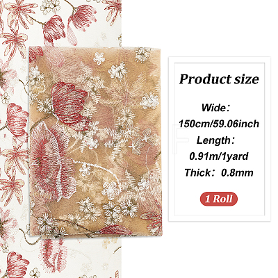 Embroidered Flowers Polyester Tulle Lace Fabric DIY-WH0449-31D-1