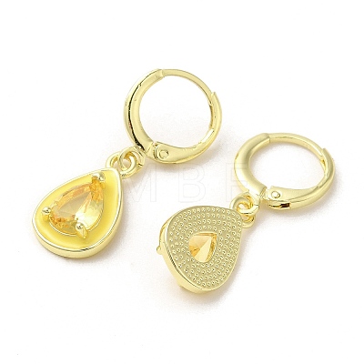 Teardrop Real 18K Gold Plated Brass Dangle Leverback Earrings EJEW-L268-026G-03-1