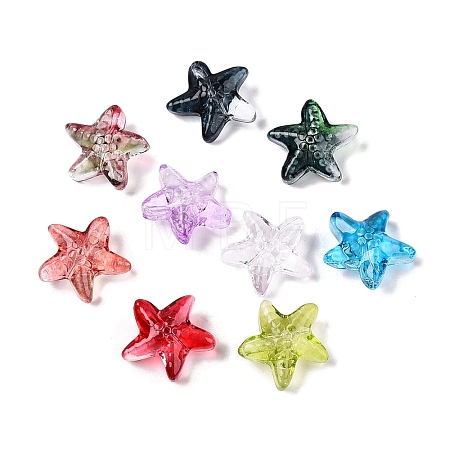 Gradient Color Baking Paint Transparent Glass Beads DGLA-N005-09-1
