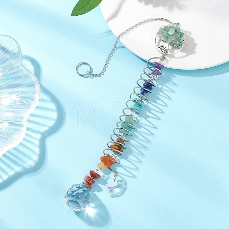 Gemstone Glass Sun Catcher Pendant HJEW-JM04656-1
