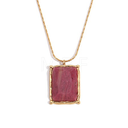316L Surgical Stainless Steel with Natural Strawberry Quartz Pendant Necklaces WGEA815-04-1