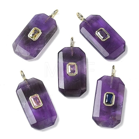 Natural Amethyst Faceted Pendants G-F819-02G-03-1