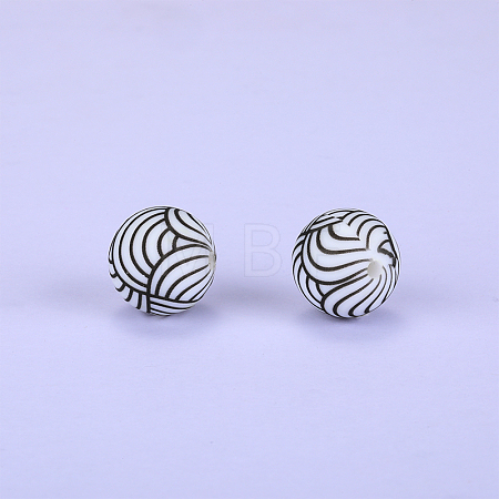 Printed Round Silicone Focal Beads SI-JX0056A-183-1