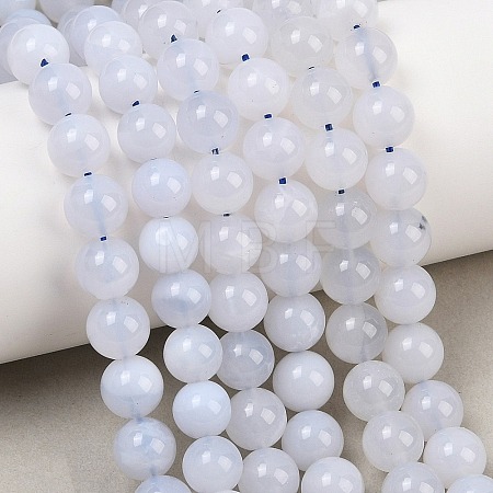 Natural Blue Chalcedony Beads Strands G-K310-C12-8mm-1