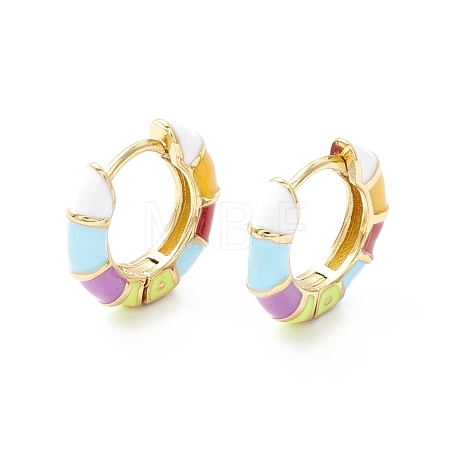 Stripe Pattern Enamel Chunky Hinged Hoop Earrings for Women EJEW-P196-28G-1