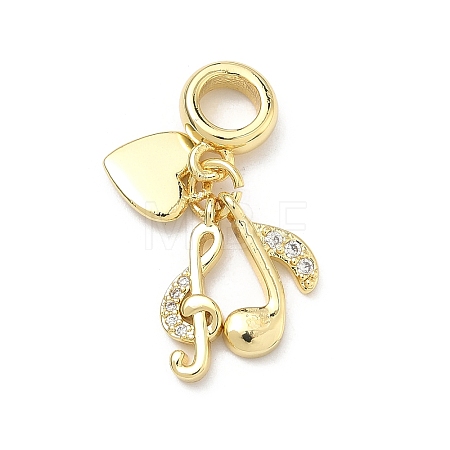 Brass Micro Pave Clear Cubic Zirconia European Dangle Charms X-KK-P345-50G-1